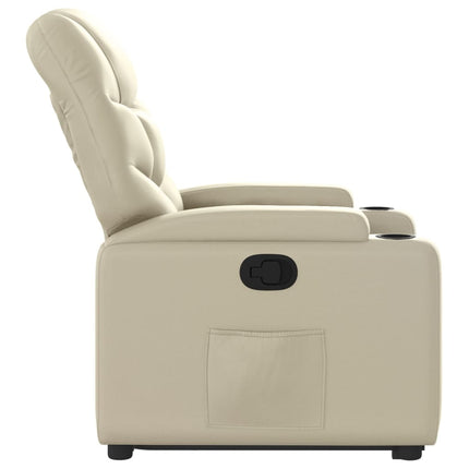 Reclinerfåtölj med uppresningshjälp gräddvit konstläder