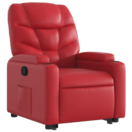 Reclinerfåtölj med uppresningshjälp röd konstläder