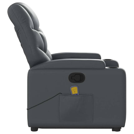 Massagefåtölj med uppresningshjälp Grå konstläder