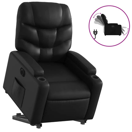 Reclinerfåtölj med uppresningshjälp svart konstläder