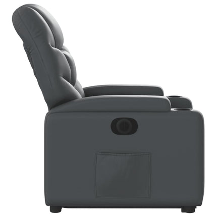Reclinerfåtölj med uppresningshjälp grå konstläder