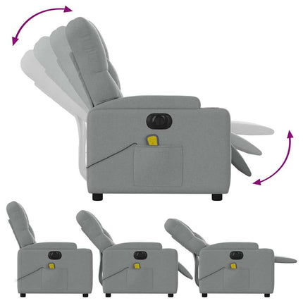 Elektrisk massagefåtölj ljusgrå tyg