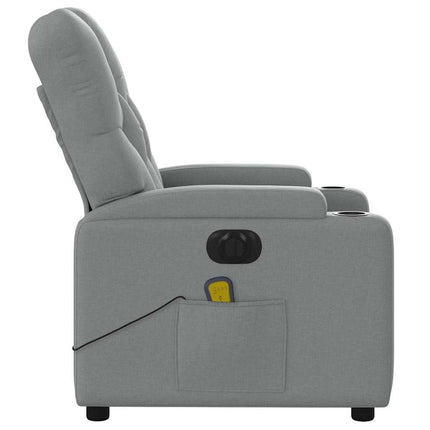 Elektrisk massagefåtölj ljusgrå tyg