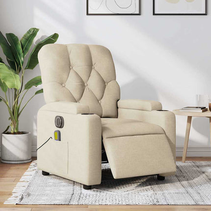 Elektrisk massagefåtölj gräddvit tyg
