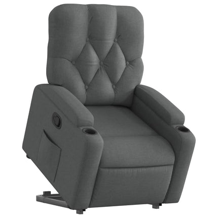 Reclinerfåtölj med uppresningshjälp mörkgrå tyg
