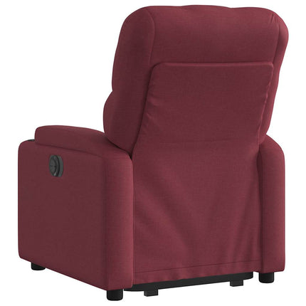 Reclinerfåtölj med uppresningshjälp vinröd tyg