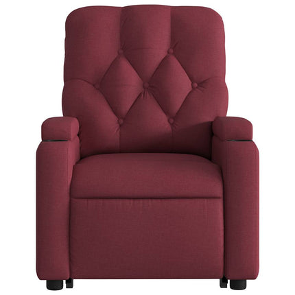 Reclinerfåtölj med uppresningshjälp vinröd tyg