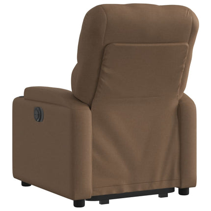 Reclinerfåtölj med uppresningshjälp brun tyg
