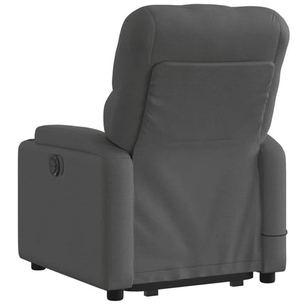 Massagefåtölj med uppresningshjälp mörkgrå tyg