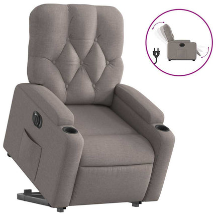 Elektrisk reclinerfåtölj med uppresningshjälp taupe tyg