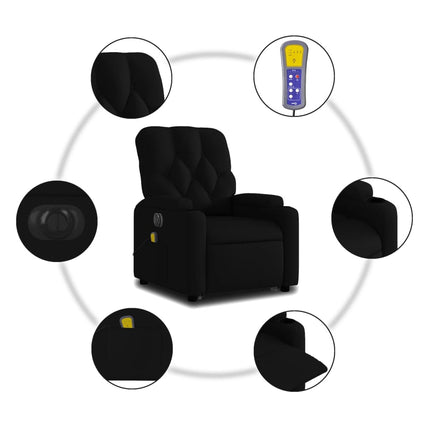 Elektrisk massagefåtölj med uppresningshjälp svart tyg