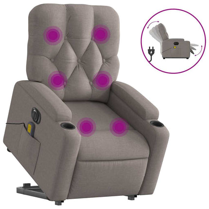 Elektrisk massagefåtölj med uppresningshjälp taupe tyg