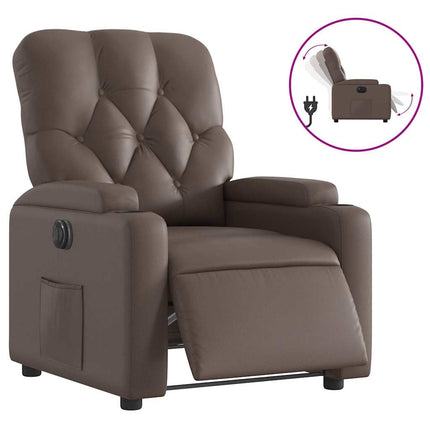 Elektronisk reclinerfåtölj brun konstläder