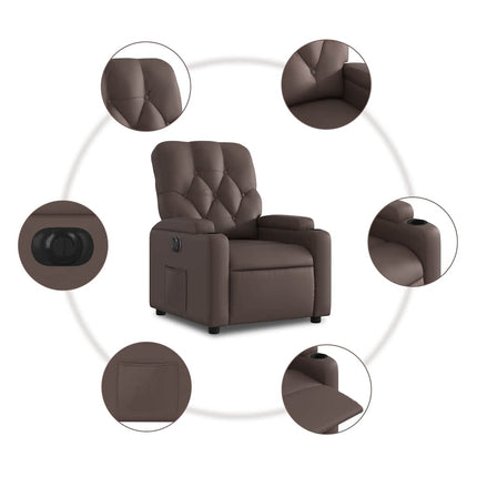 Elektronisk reclinerfåtölj brun konstläder