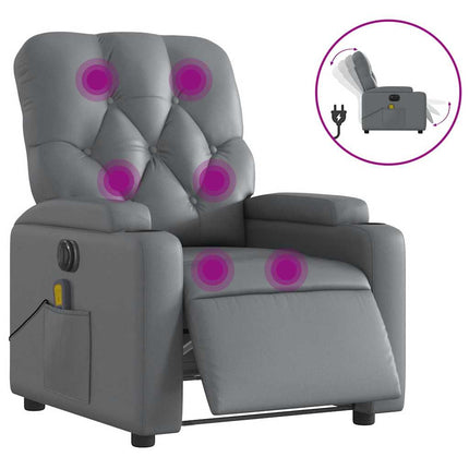 Elektrisk massagefåtölj grå konstläder