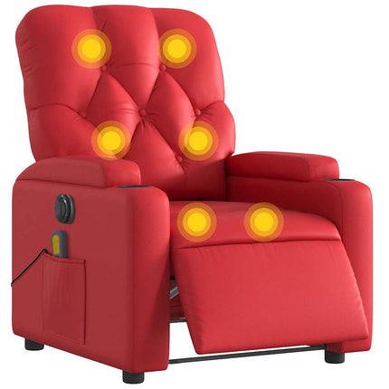 Elektrisk massagefåtölj röd konstläder