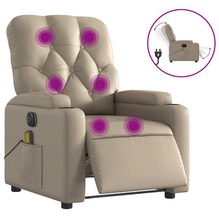 Elektrisk massagefåtölj cappuccino konstläder