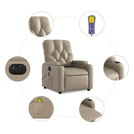 Elektrisk massagefåtölj cappuccino konstläder