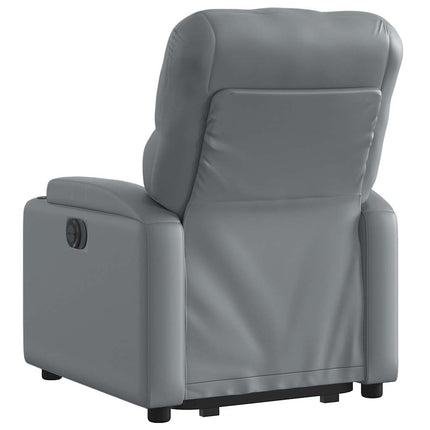 Reclinerfåtölj med uppresningshjälp grå konstläder