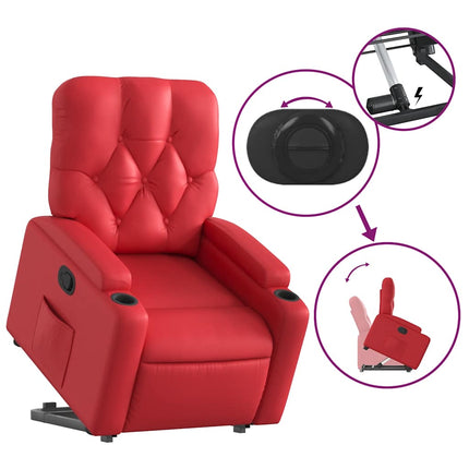 Reclinerfåtölj med uppresningshjälp röd konstläder
