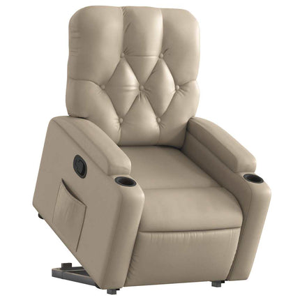 Reclinerfåtölj med uppresningshjälp cappuccino konstläder