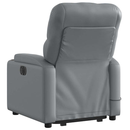 Massagefåtölj med uppresningshjälp Grå konstläder