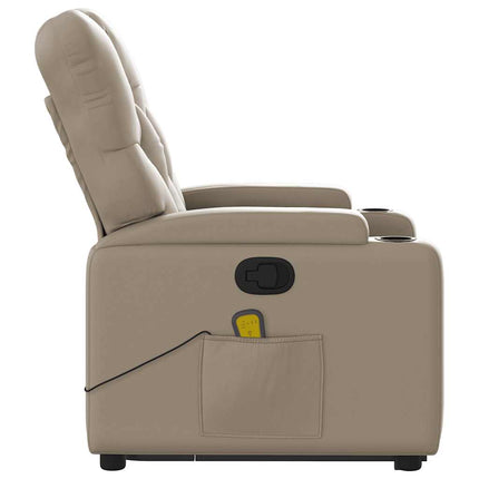 Massagefåtölj med uppresningshjälp cappuccino konstläder