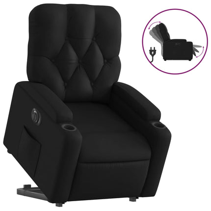 Reclinerfåtölj med uppresningshjälp svart konstläder