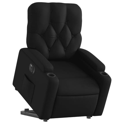 Reclinerfåtölj med uppresningshjälp svart konstläder