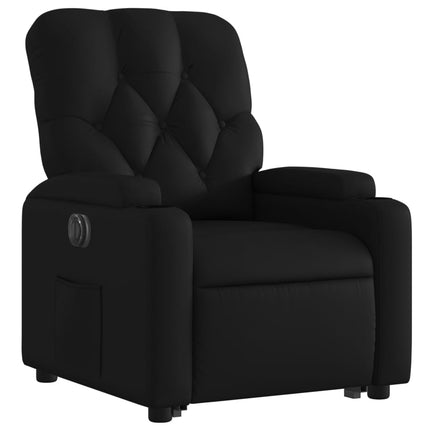 Reclinerfåtölj med uppresningshjälp svart konstläder
