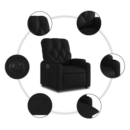 Reclinerfåtölj med uppresningshjälp svart konstläder