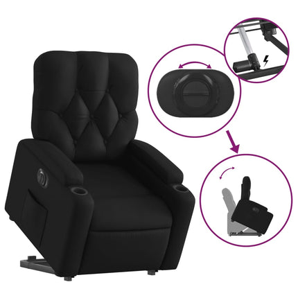 Reclinerfåtölj med uppresningshjälp svart konstläder