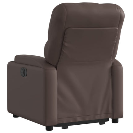 Reclinerfåtölj med uppresningshjälp brun konstläder
