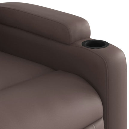 Reclinerfåtölj med uppresningshjälp brun konstläder