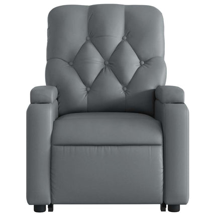 Reclinerfåtölj med uppresningshjälp grå konstläder