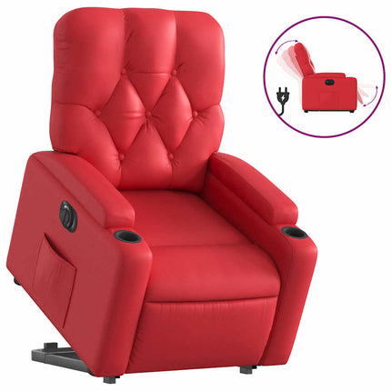 Reclinerfåtölj med uppresningshjälp röd konstläder