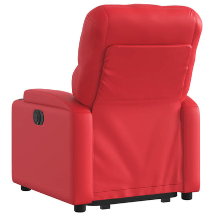 Reclinerfåtölj med uppresningshjälp röd konstläder