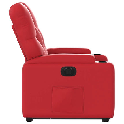 Reclinerfåtölj med uppresningshjälp röd konstläder