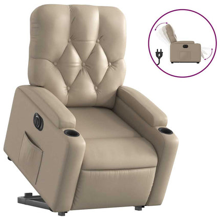 Reclinerfåtölj med uppresningshjälp cappuccino konstläder