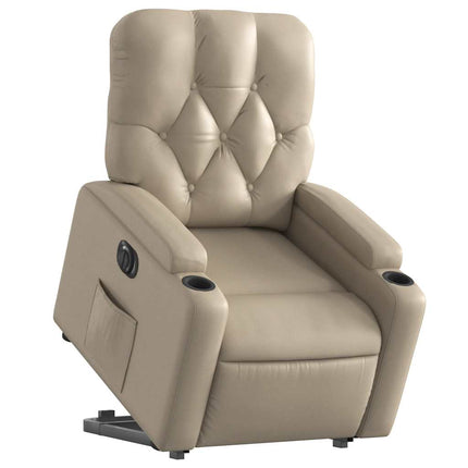 Reclinerfåtölj med uppresningshjälp cappuccino konstläder