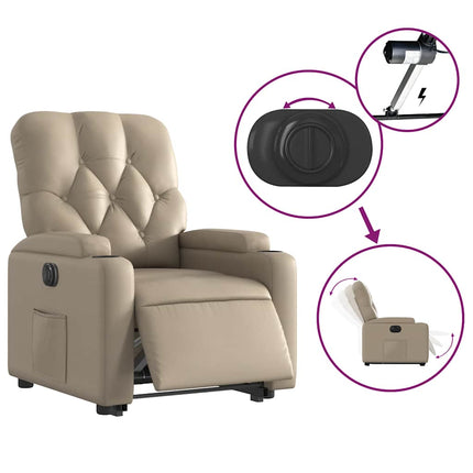 Reclinerfåtölj med uppresningshjälp cappuccino konstläder