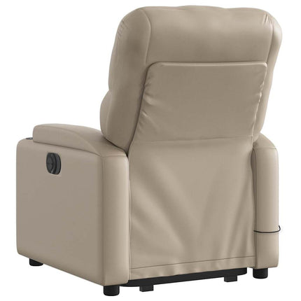 Massagefåtölj med uppresningshjälp cappuccino konstläder