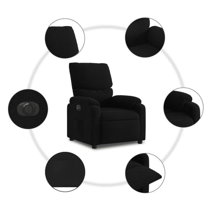 Elektrisk reclinerfåtölj svart tyg