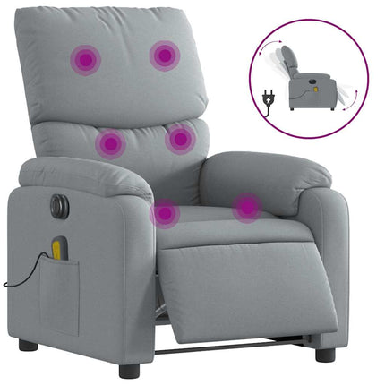 Elektrisk massagefåtölj ljusgrå tyg