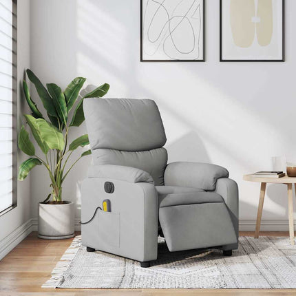 Elektrisk massagefåtölj ljusgrå tyg