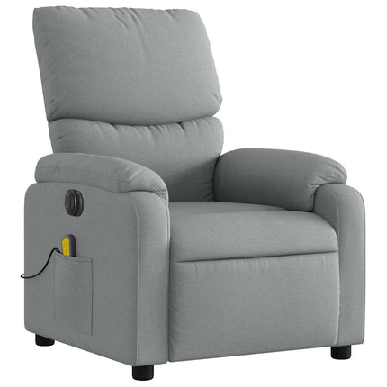 Elektrisk massagefåtölj ljusgrå tyg