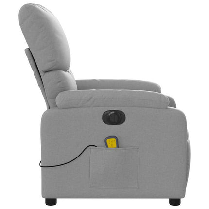 Elektrisk massagefåtölj ljusgrå tyg
