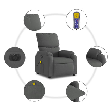 Elektrisk massagefåtölj mörkgrå tyg