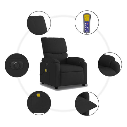 Elektrisk massagefåtölj med uppresningshjälp svart tyg