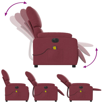 Elektrisk massagefåtölj vinröd tyg